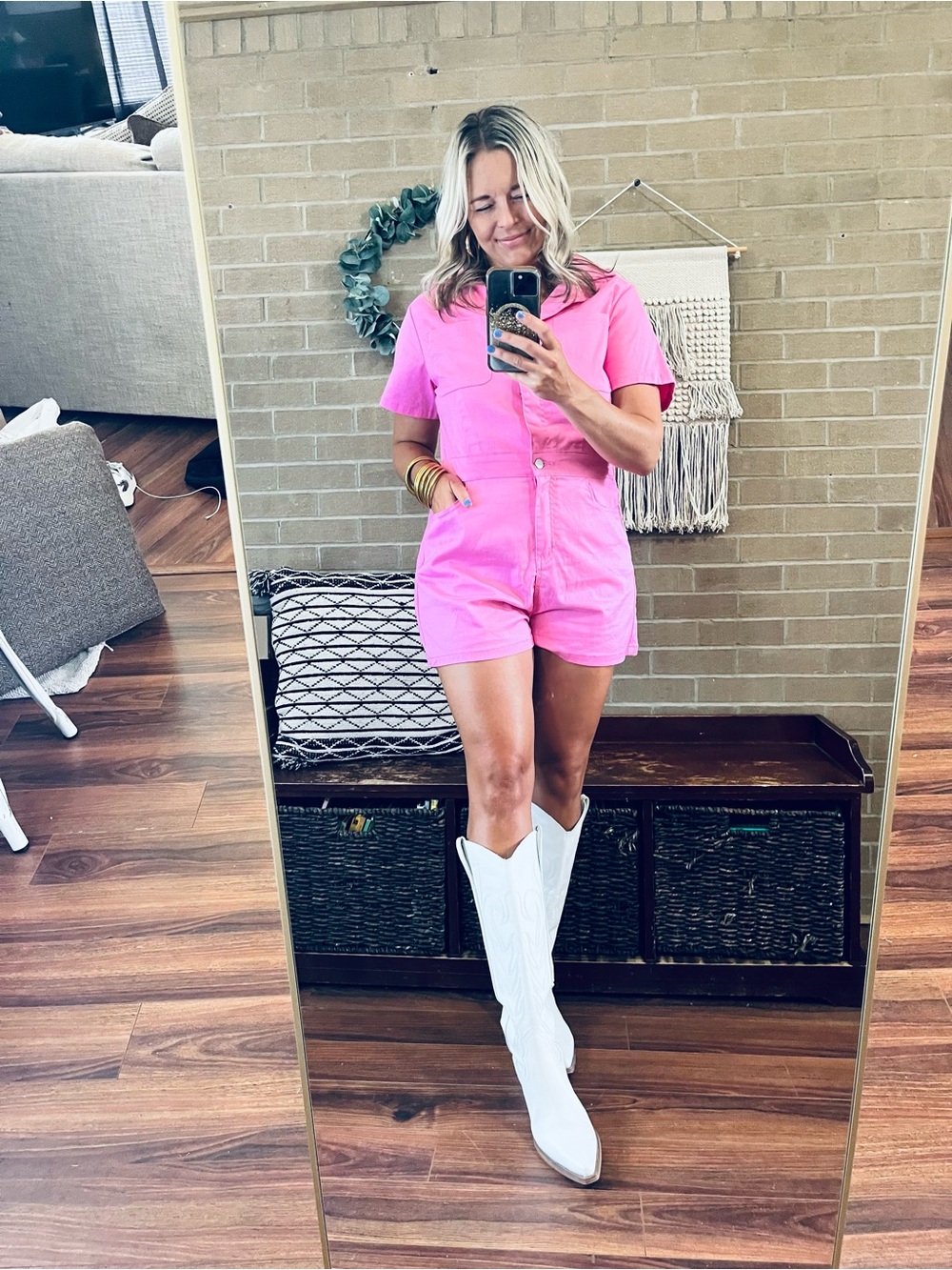 Buddy Love Hot Pink Short-Sleeve Romper